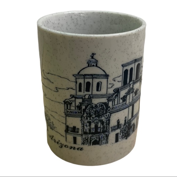 Tucson Arizona Etched Blue Gray Speckled Sketched Coffee Cup Tea Mug Collectible - Picture 4 of 9